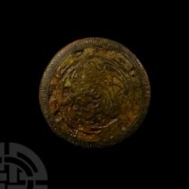 Hiberno-Viking Bronze Enamelled Hanging Bowl or Bridle Mount in Viking Trade Weight