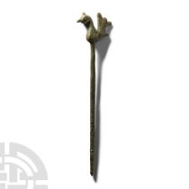 Roman Bronze Bird-Headed Dress Pin