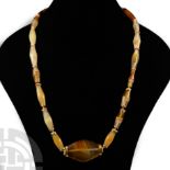Bactrian Agate and Gold Bead Necklace