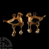 Byzantine Gold and Garnet Earring Pair