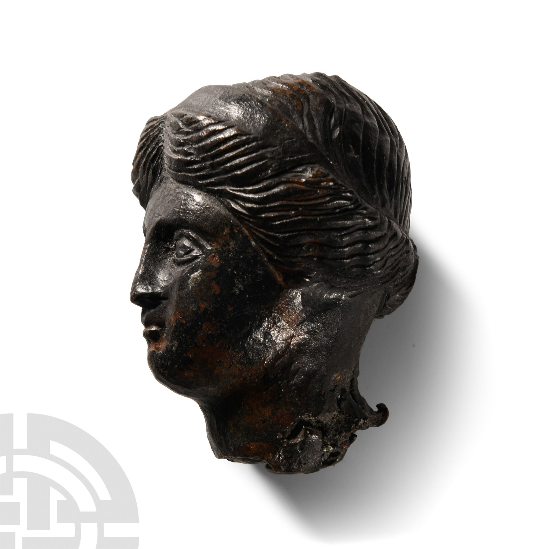 Roman Bronze Head of a Goddess - Image 2 of 3