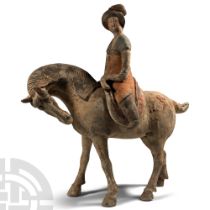 Chinese Tang Terracotta Courtly Lady on Horseback