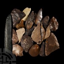 Stone Age Flint Scraper and Other Implement Group
