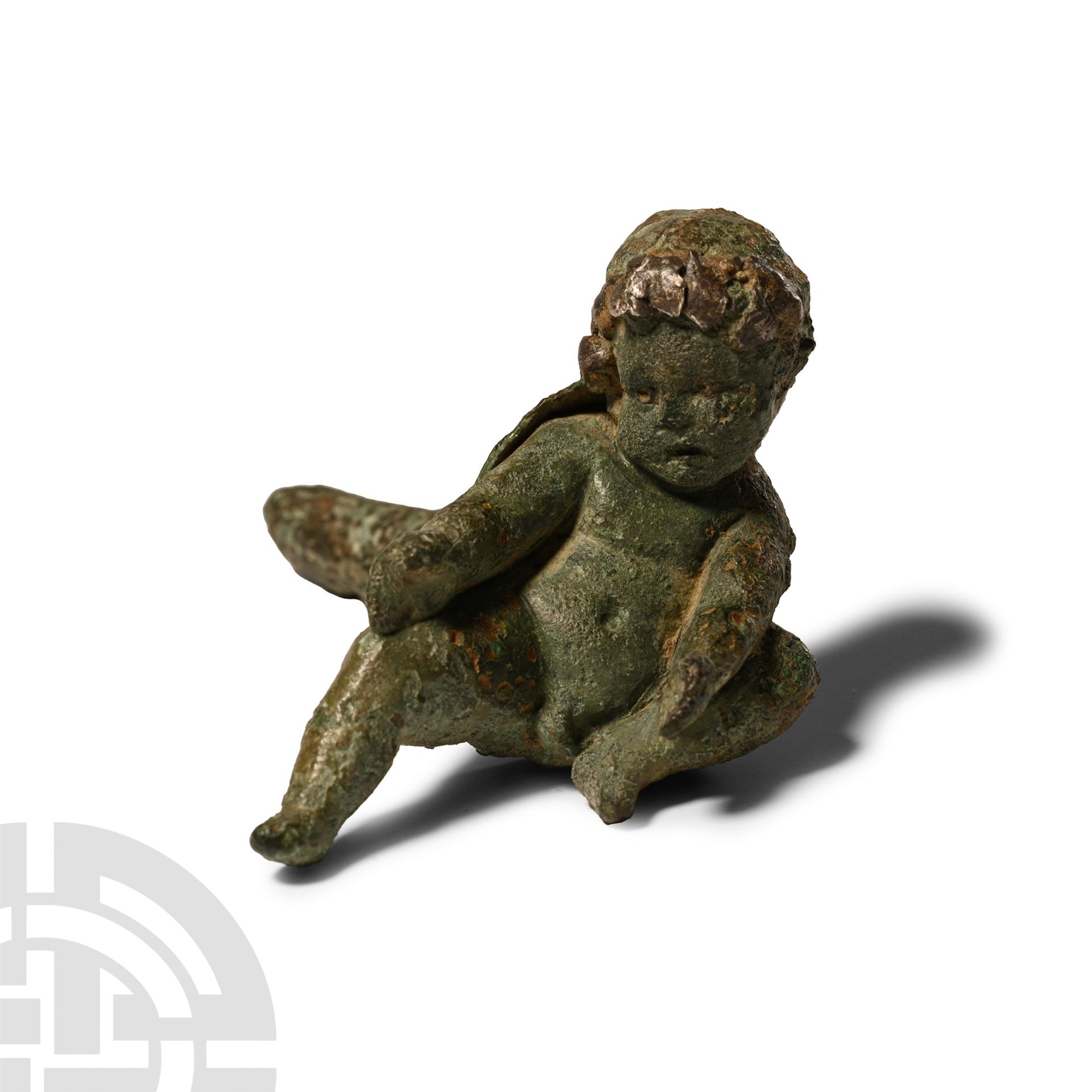 Roman Bronze Figure of a Boy with Silver Inlays