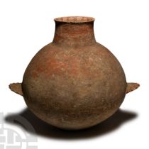 Large Holy Land Terracotta Storage Jar with Pie-Crust Handles