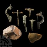 Roman Bronze Brooch and Other Item Group