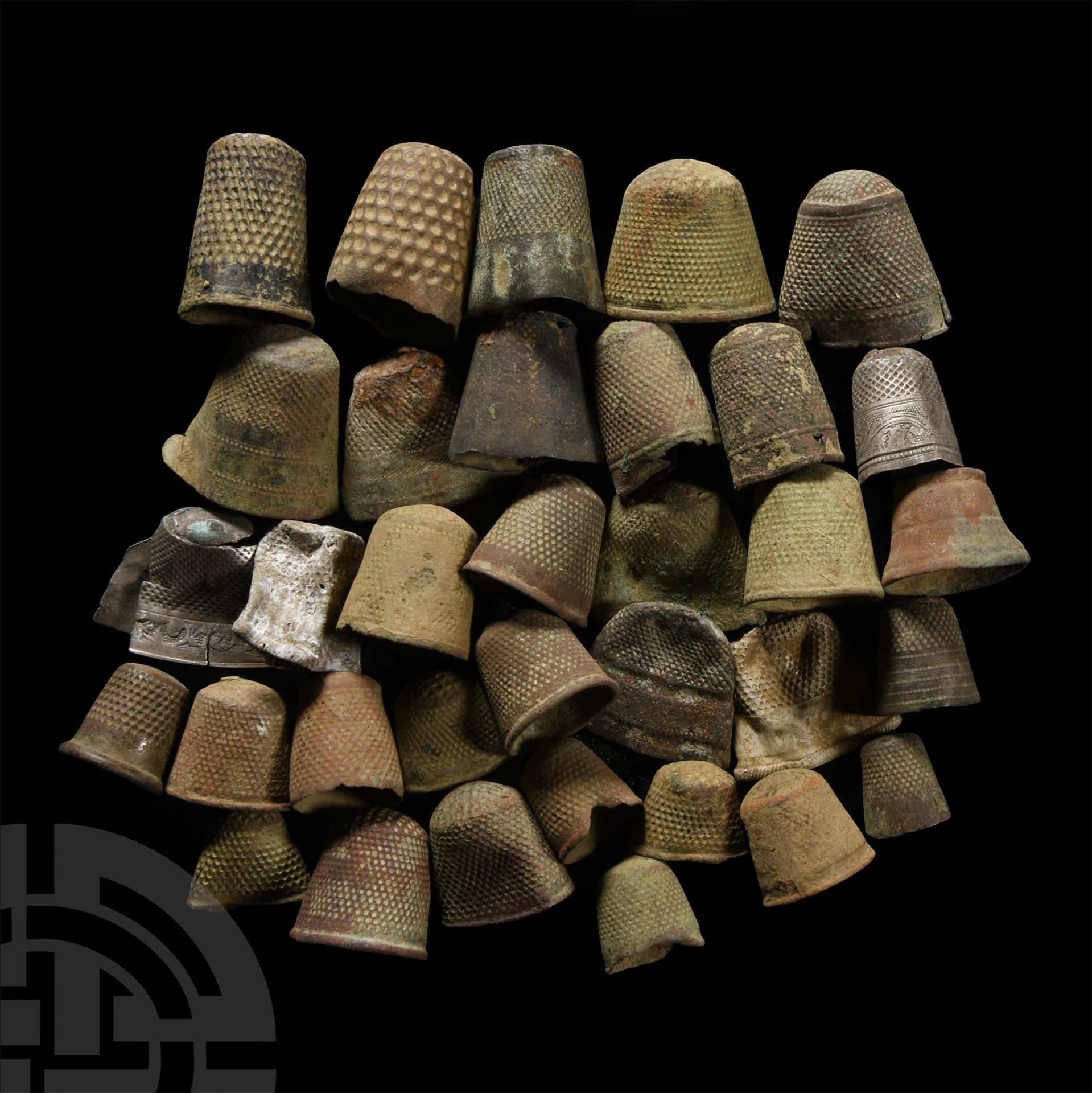 Post Medieval Bronze and Silver Thimble Group