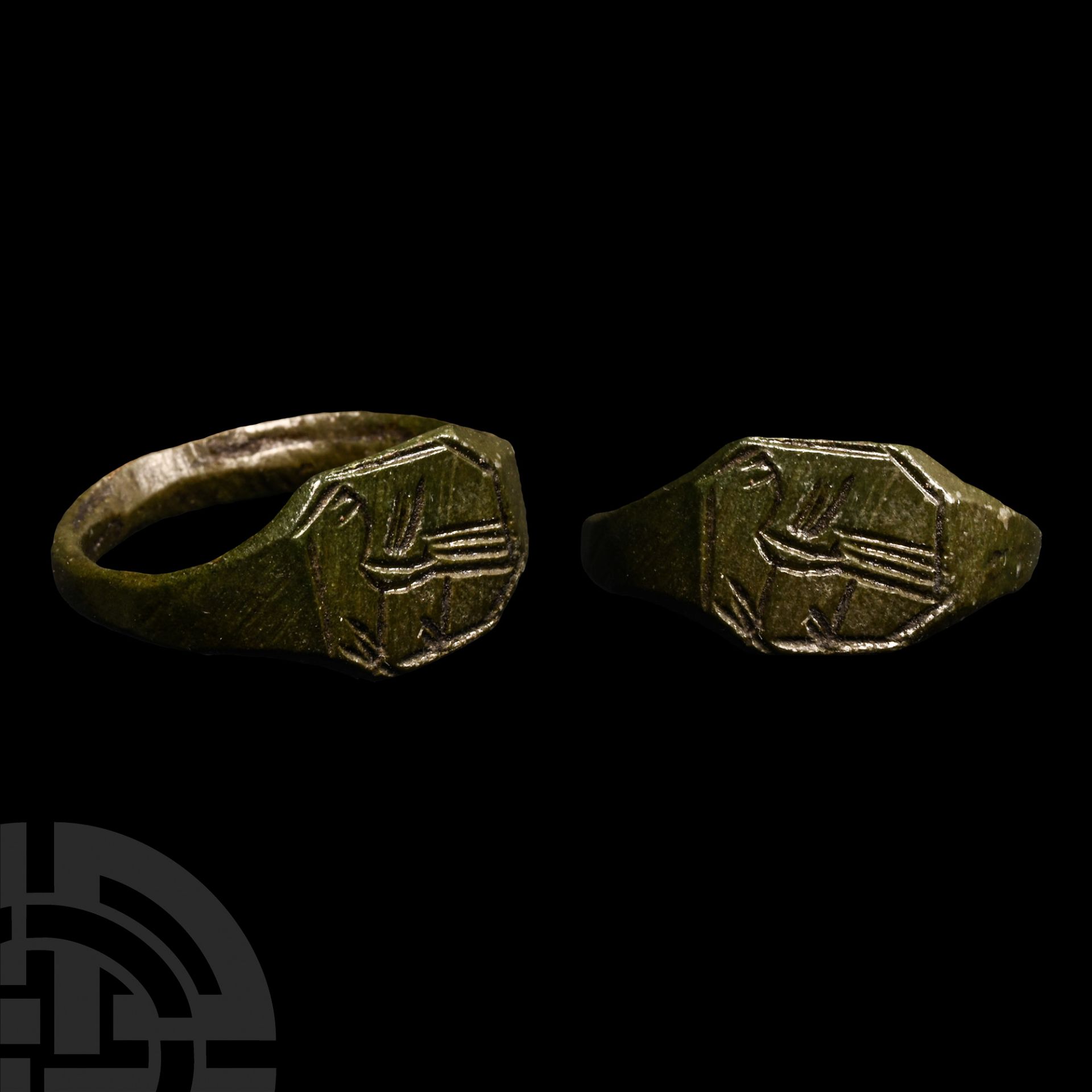 Byzantine Bronze Ring with Bird