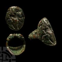 Large Luristan Bronze Ring with Animals