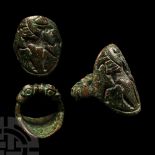 Large Luristan Bronze Ring with Animals