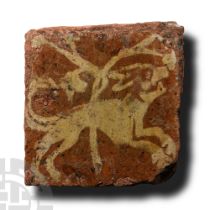 Medieval Floor Tile with Running Dog