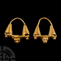 Assyrian Gold Earrings with Bosses