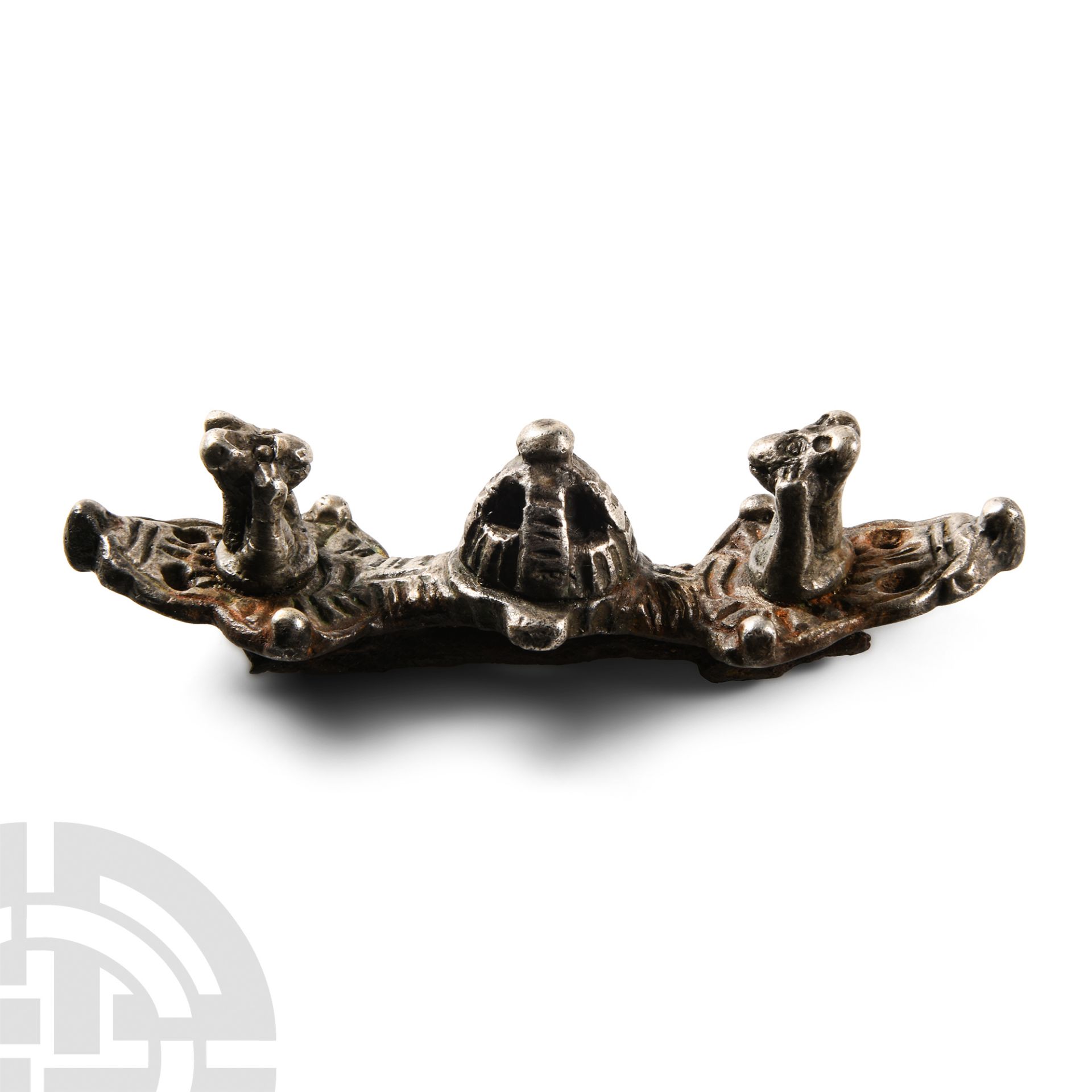 Scandinavian Viking Silver Equal-Arm Brooch with Animals - Image 2 of 2