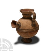 Cypriot Bichrome Ware Pottery Feeder Flask