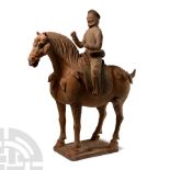 Large Chinese Tang Terracotta Horse and Rider