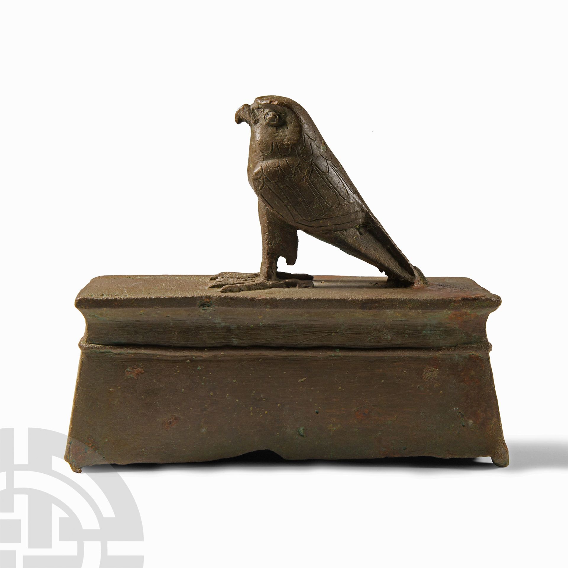 Egyptian Bronze Horus Falcon on Shrine-Shaped Base - Image 2 of 2