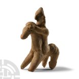 Cypriot Ceramic Horse and Rider Statuette