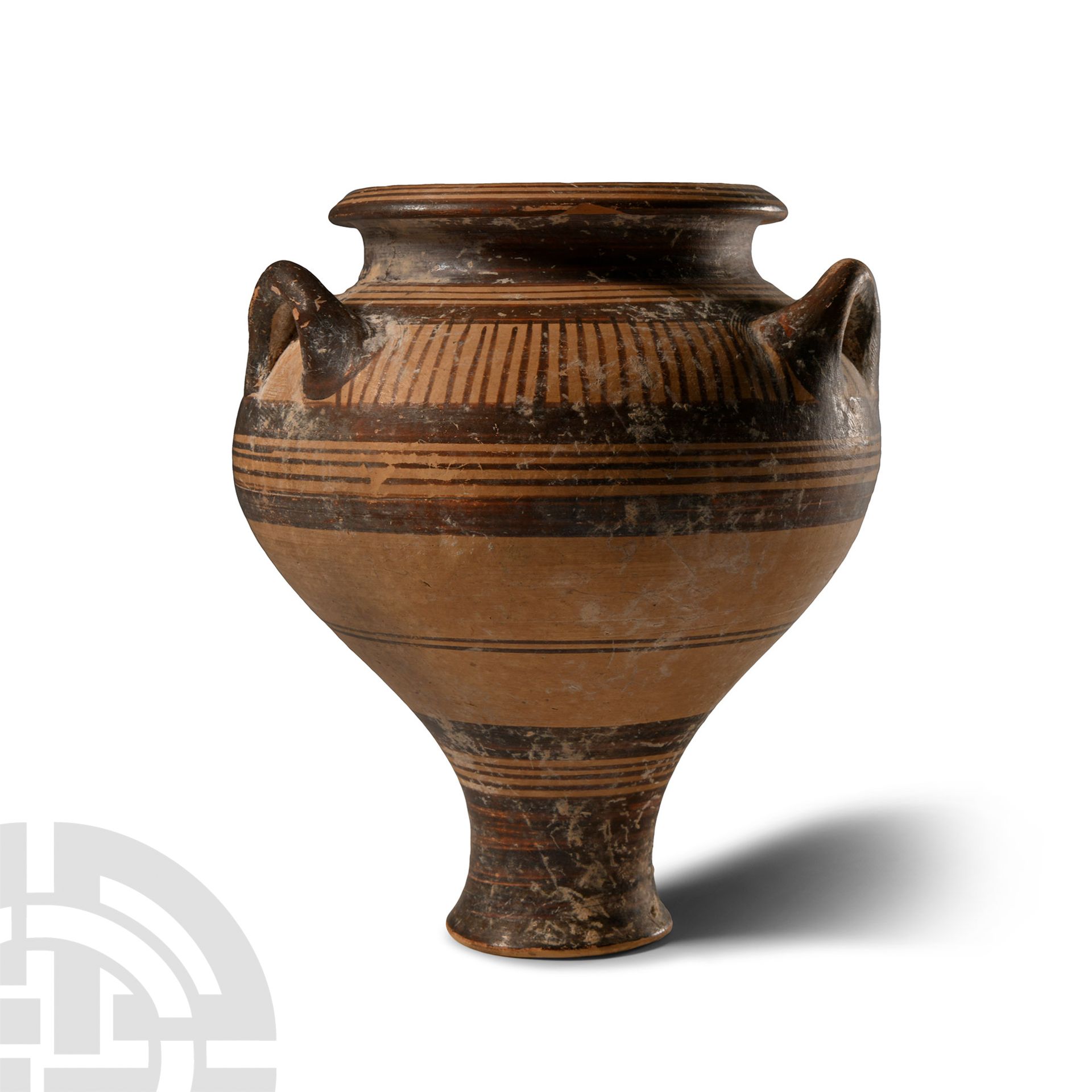 Greek Geometric Terracotta Piriform Jar with Handles - Image 2 of 2