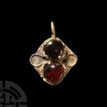 Western Asiatic Electrum Gold Pendant with Garnets