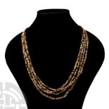 Egyptian Multi-Stranded Faience Mummy Bead Necklace