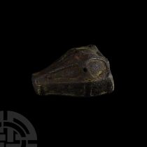 Viking Bronze Boar's Head Brooch with Cross