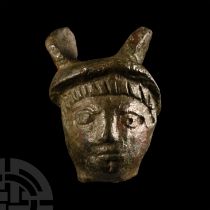 Roman Bronze Mercury Statuette Head
