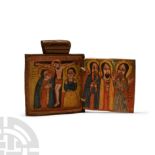 Ethiopian Diptych Icon of the Crucifixion and Saints
