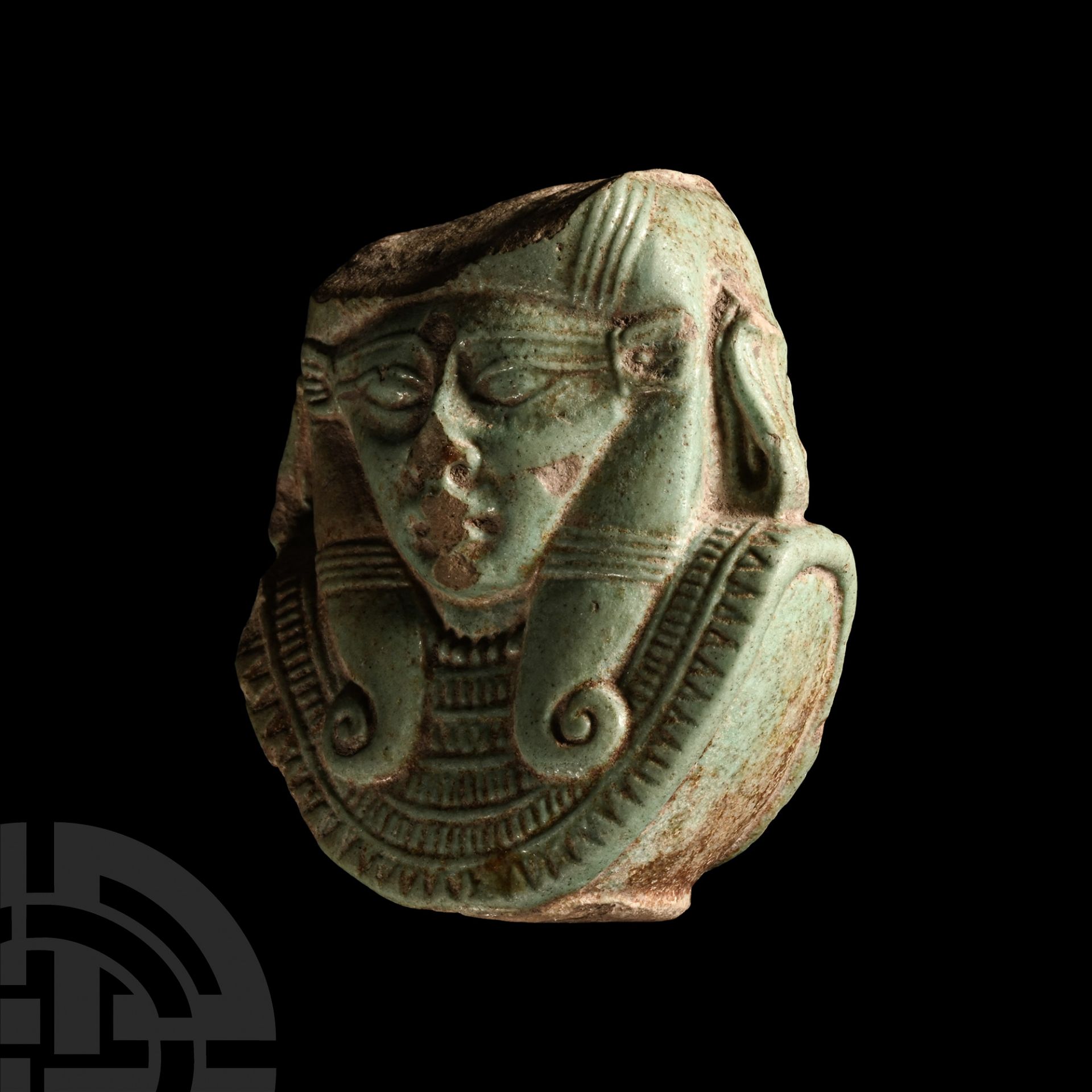 Egyptian Faience Sistrum Fragment with Hathor Head - Image 2 of 3