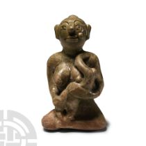 Thai Glazed Terracotta Mother and Child Figure