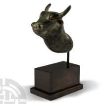 Western Asiatic Bronze Rhyton Bull Head