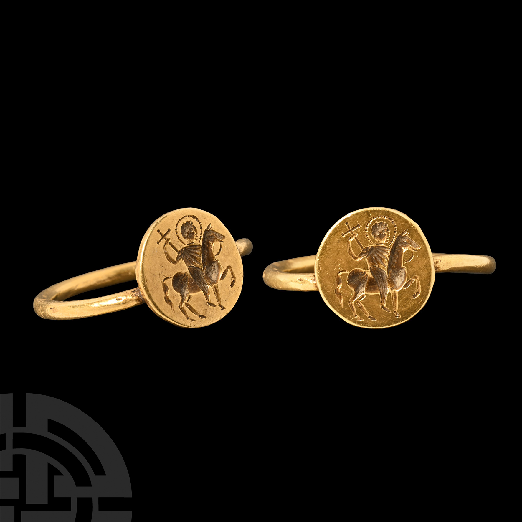Byzantine Gold Ring with Holy Rider