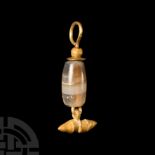 Western Asiatic Gold Pendant with Banded Agate Bead