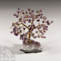 Natural History - Amethyst Gem Tree on Amethyst Crystal Geode Section.