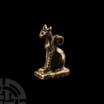 Egyptian Gold Goddess Bastet Cat Amulet