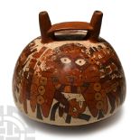 Pre-Columbian Nazca Painted Terracotta Stirrup Vessel