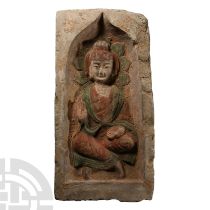 Chinese Northern Wei Painted Buddha Brick