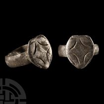 Medieval Silver Ring with Shield-Shaped Bezel