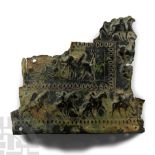Urartu Bronze Repoussé Fragment with Advancing Warriors on Horseback