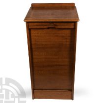 Oak Collector's Cabinet with Roll Front