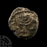 Judaean Lead Sealing with Menorah and Inscription