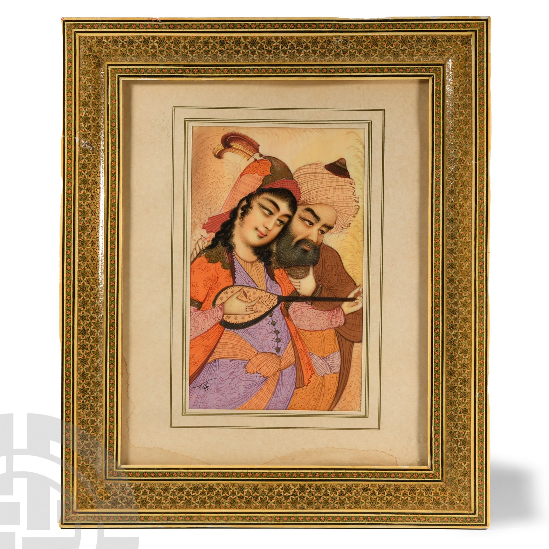 Persian Framed Painting of Lovers