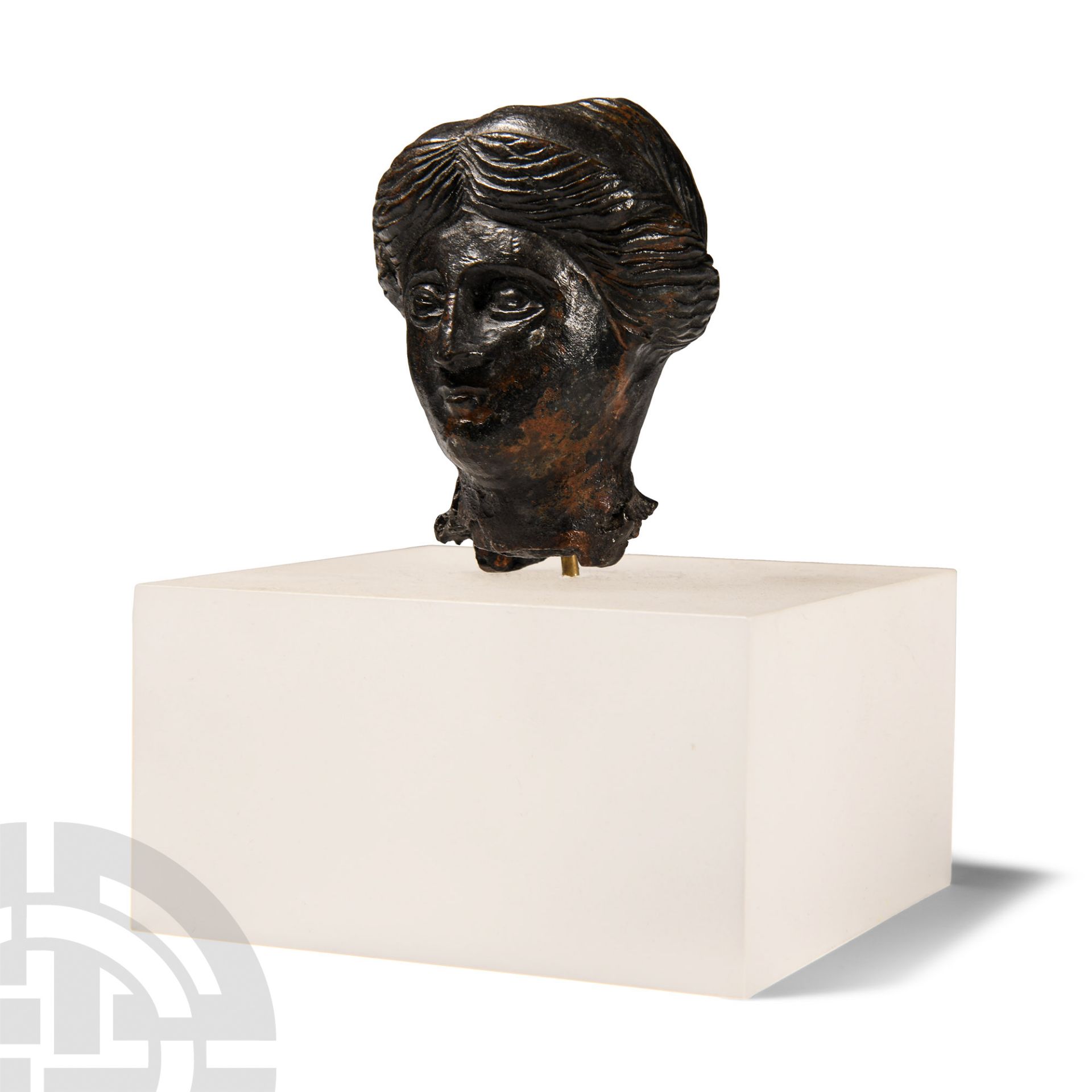 Roman Bronze Head of a Goddess - Image 3 of 3