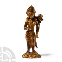 Sino-Tibetan Gilt Bronze Arya Tara Statuette
