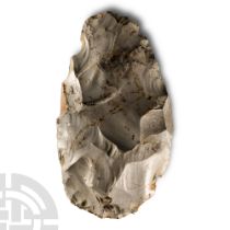 Large Stone Age 'Somme' White Knapped Flint Handaxe