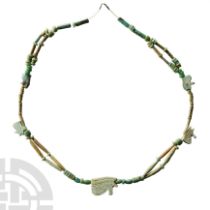 Egyptian Faience Bead Necklace String with Wedjat Eyes