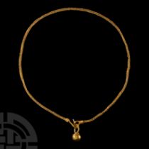 Roman Gold Chain with Ball Pendant