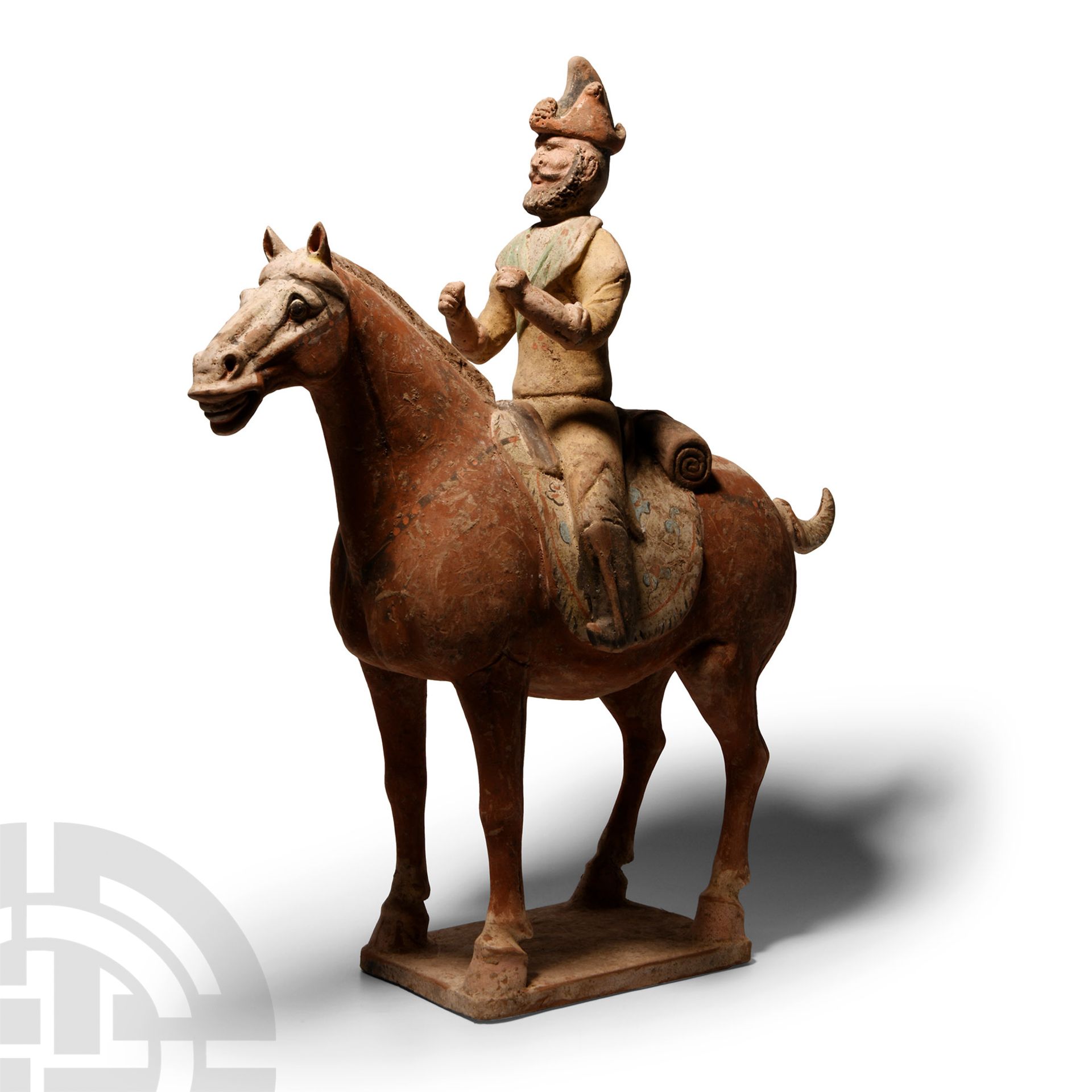 Large Chinese Tang Terracotta Hunter on Horseback