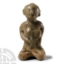 Thai Green-Glazed Mother and Child Figurine