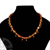 Parthian Carnelian and Gold Bead Necklace