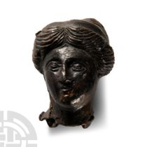 Roman Bronze Head of a Goddess